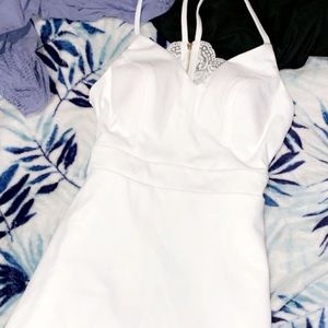 White dress with lace backing